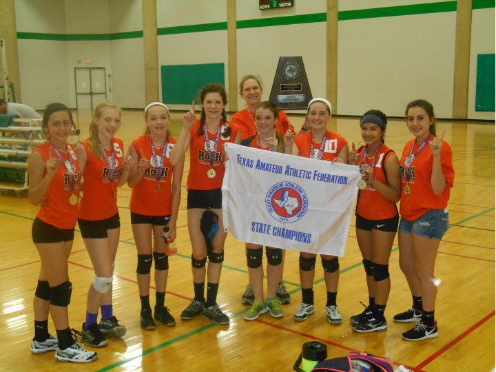 T.A.A.F. 2015 Girls 12 & Under State Volleyball Champions
Orange Crush - Round Rock